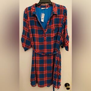 New York and Company, red, white and blue plaid dress